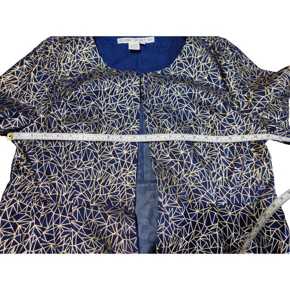 NWT Devine Sport NY Geometric Coat Jacket Long Sleeve Blue Gold Womens 16 - Picture 4 of 7